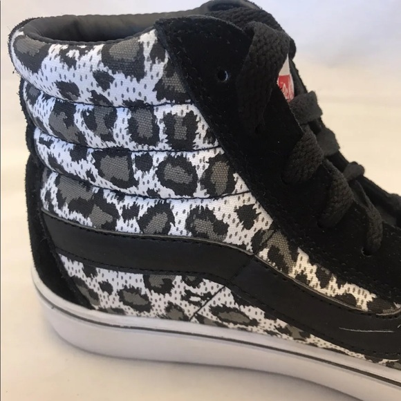 Vans SK8- Hi Slim Cheetah Print Suede Skate Shoes Black/ Grey M9/ W10.5 - Picture 4 of 13